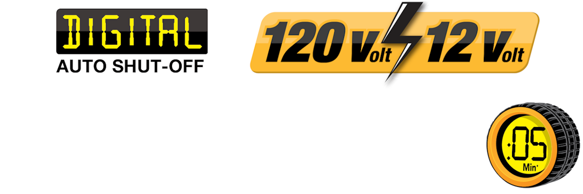 The Vortex W7904/E00005 AC/DC Tire Inflator is a powerful and versatile tire inflator that can be used for a variety of applications, including basketballs, bicycles, cars, and SUVs. It features a digital auto shut-off feature for accurate inflation and a 120V/12V dual power source for convenient use.  The inflation time for a typical car tire is around 5 minutes. 